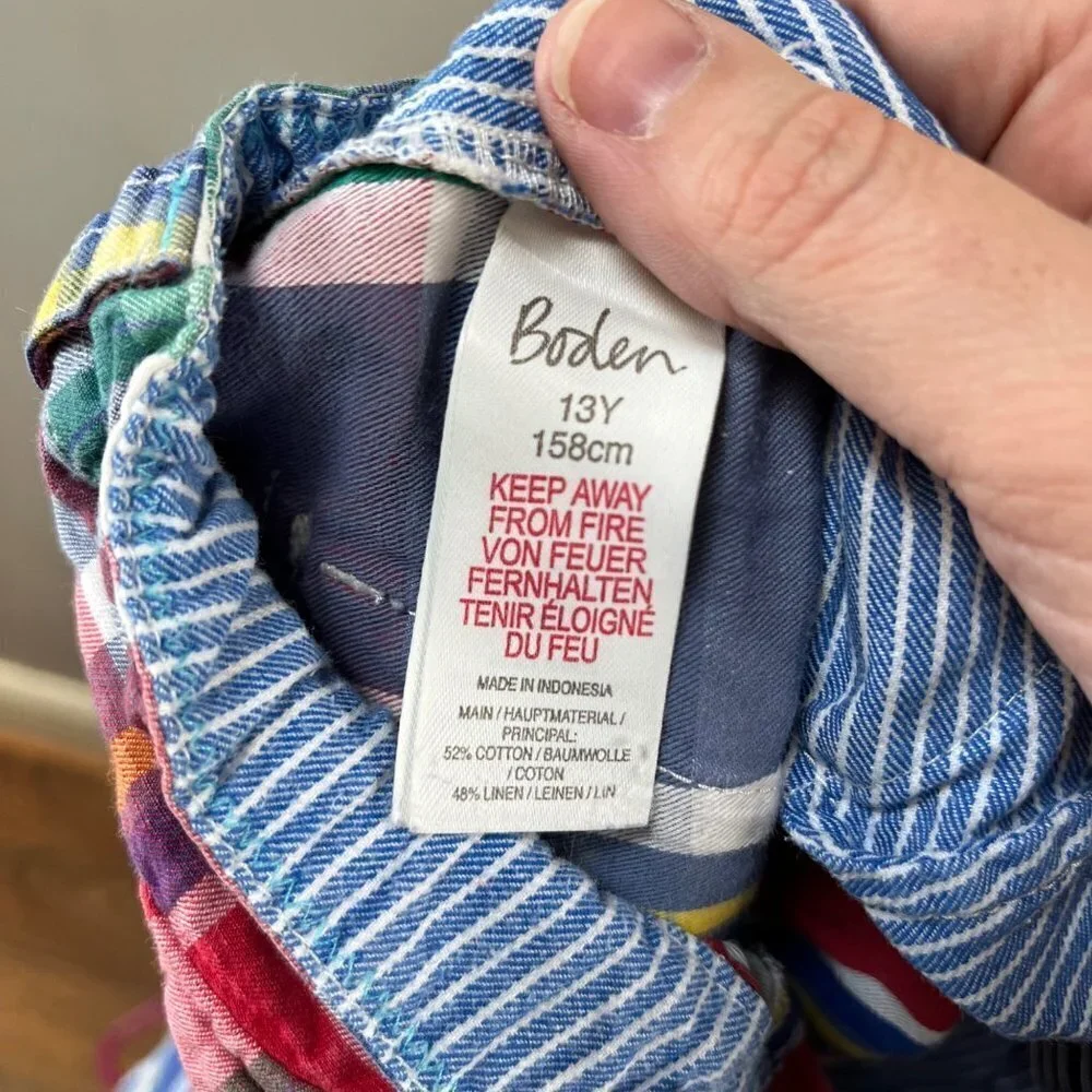 Boden Boys Plaid Cargo Summer Shorts- Size 13Y‎